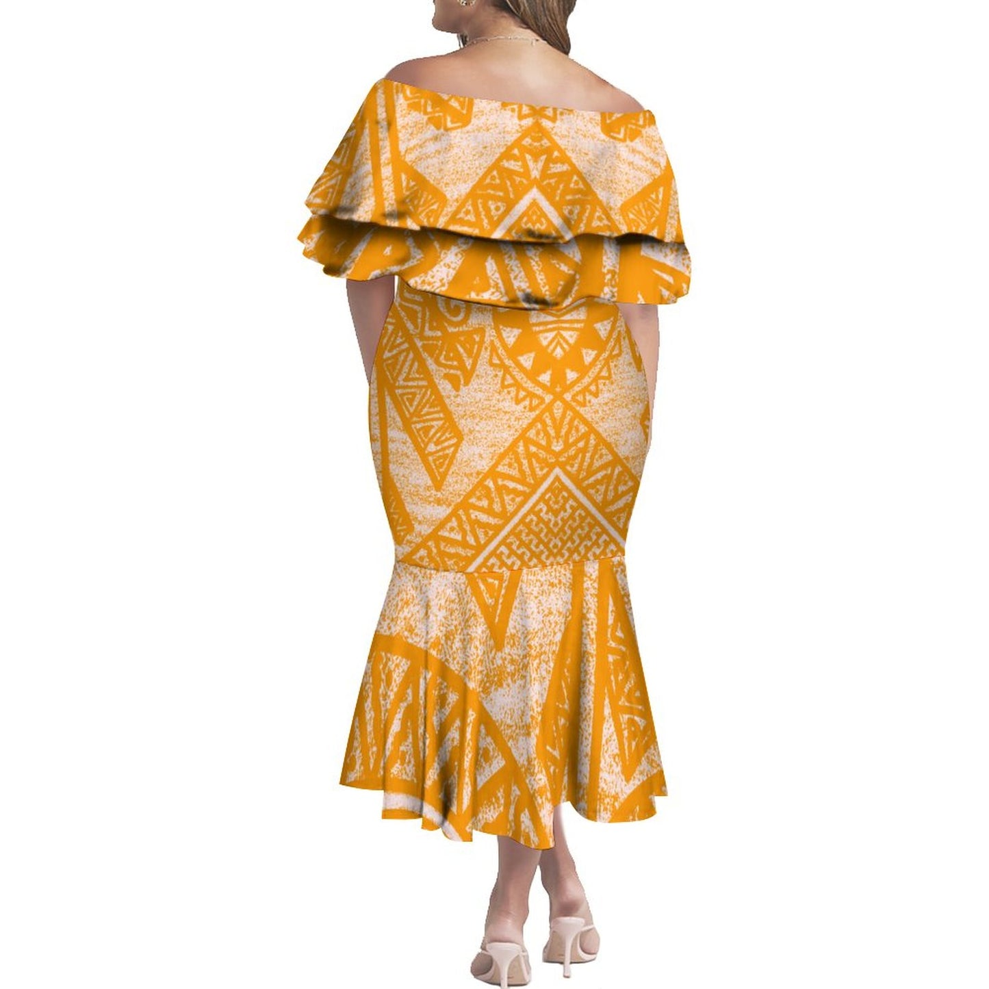 Robe volante imprimée jaune