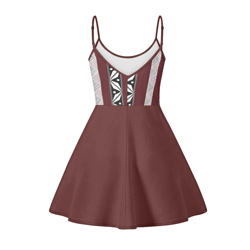 Robe bretelle tapa rouge bordeaux
