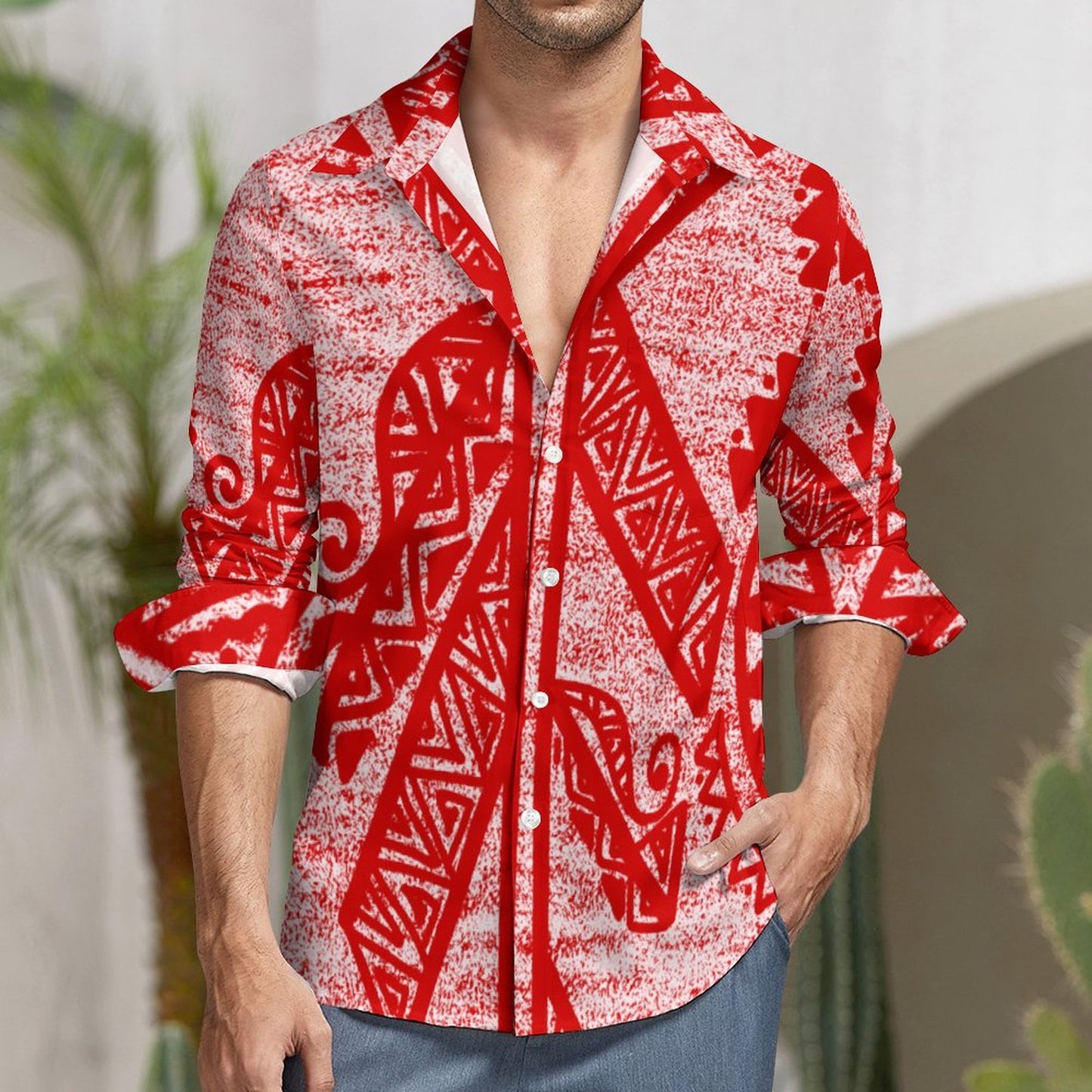 Chemise rouge kalaga imprimé gatu