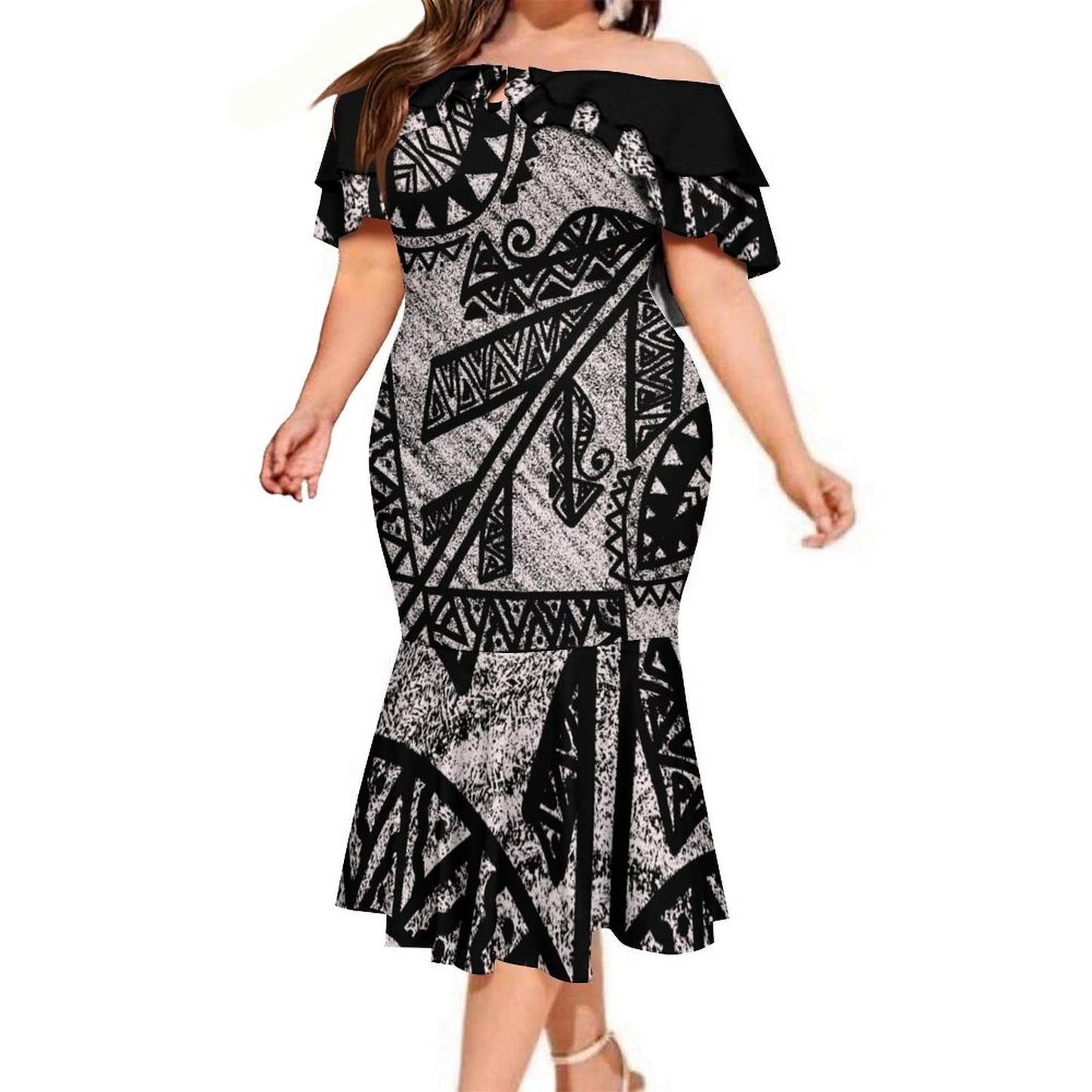 Robe volante imprimée noir