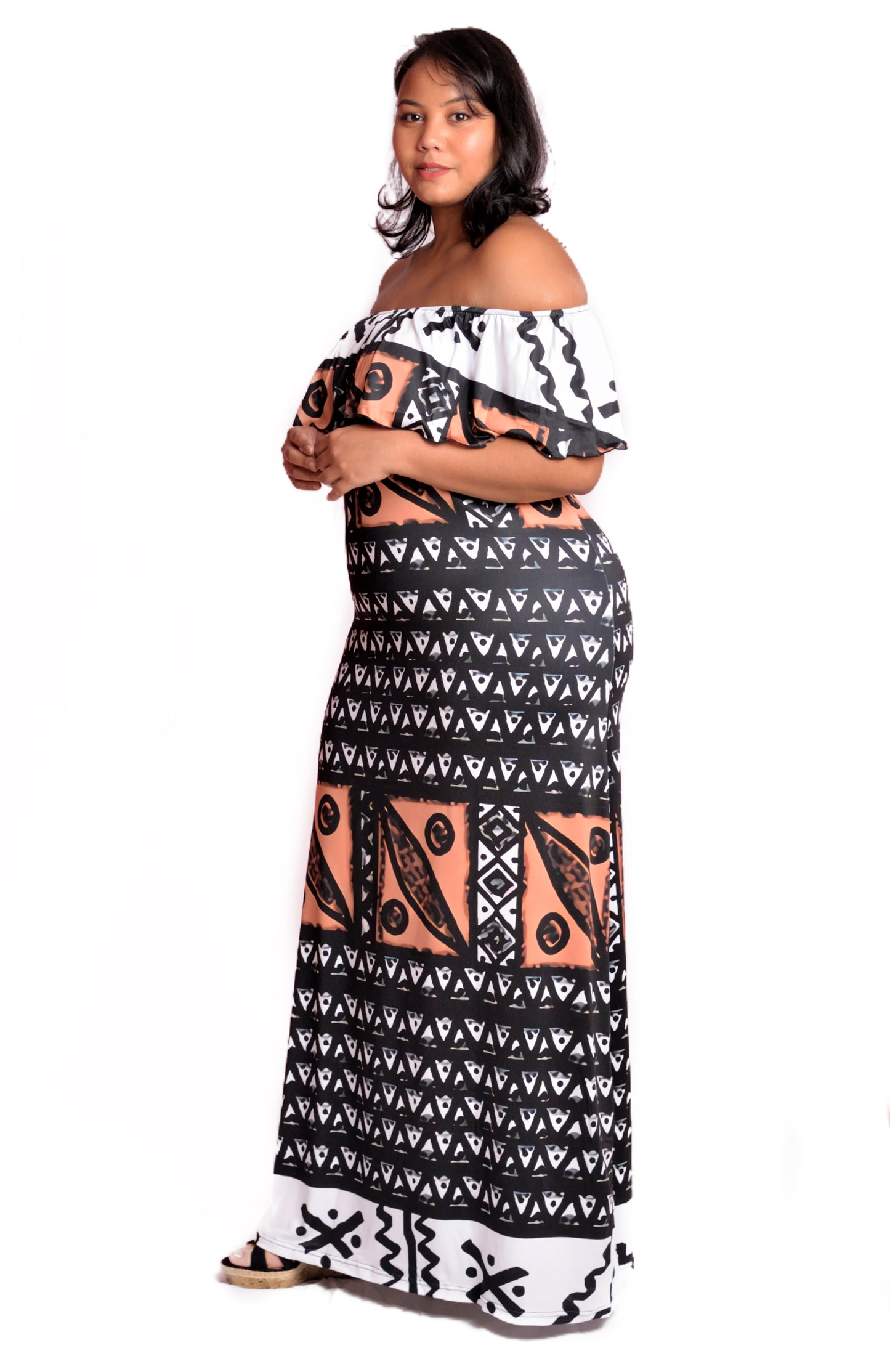 Robe longue imprimée motif gatu