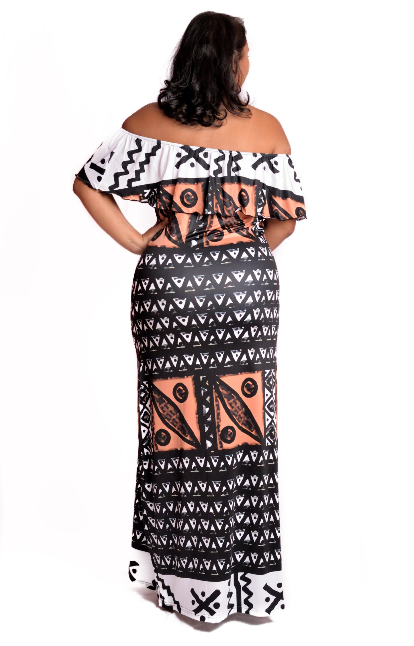 Robe longue imprimée motif gatu