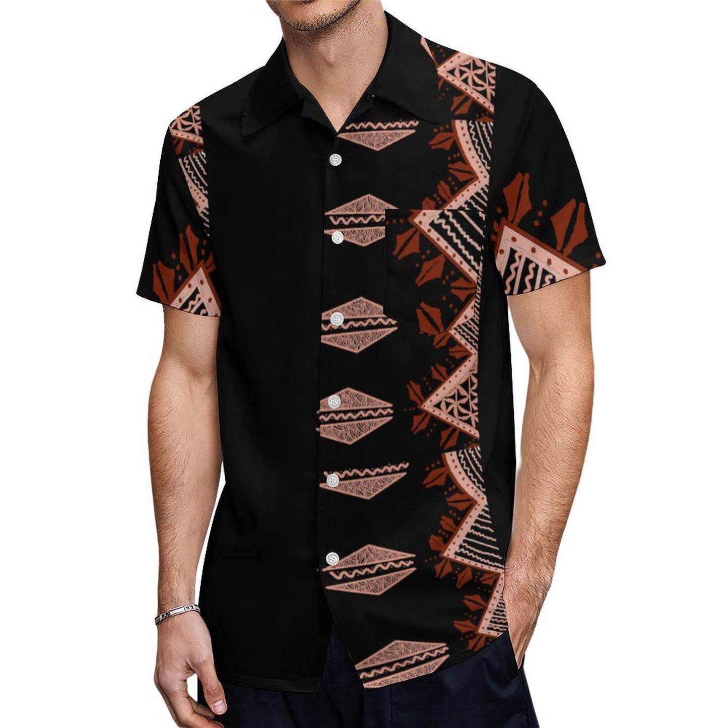 Chemise hévi noire imprimée gatu