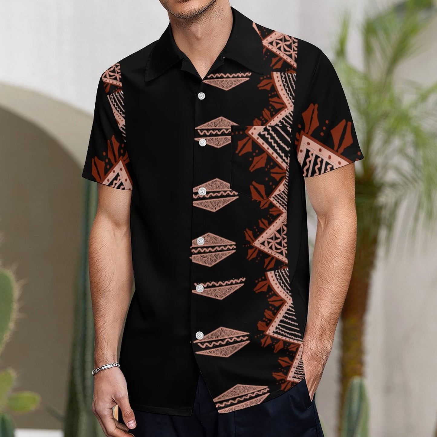 Chemise hévi noire imprimée gatu