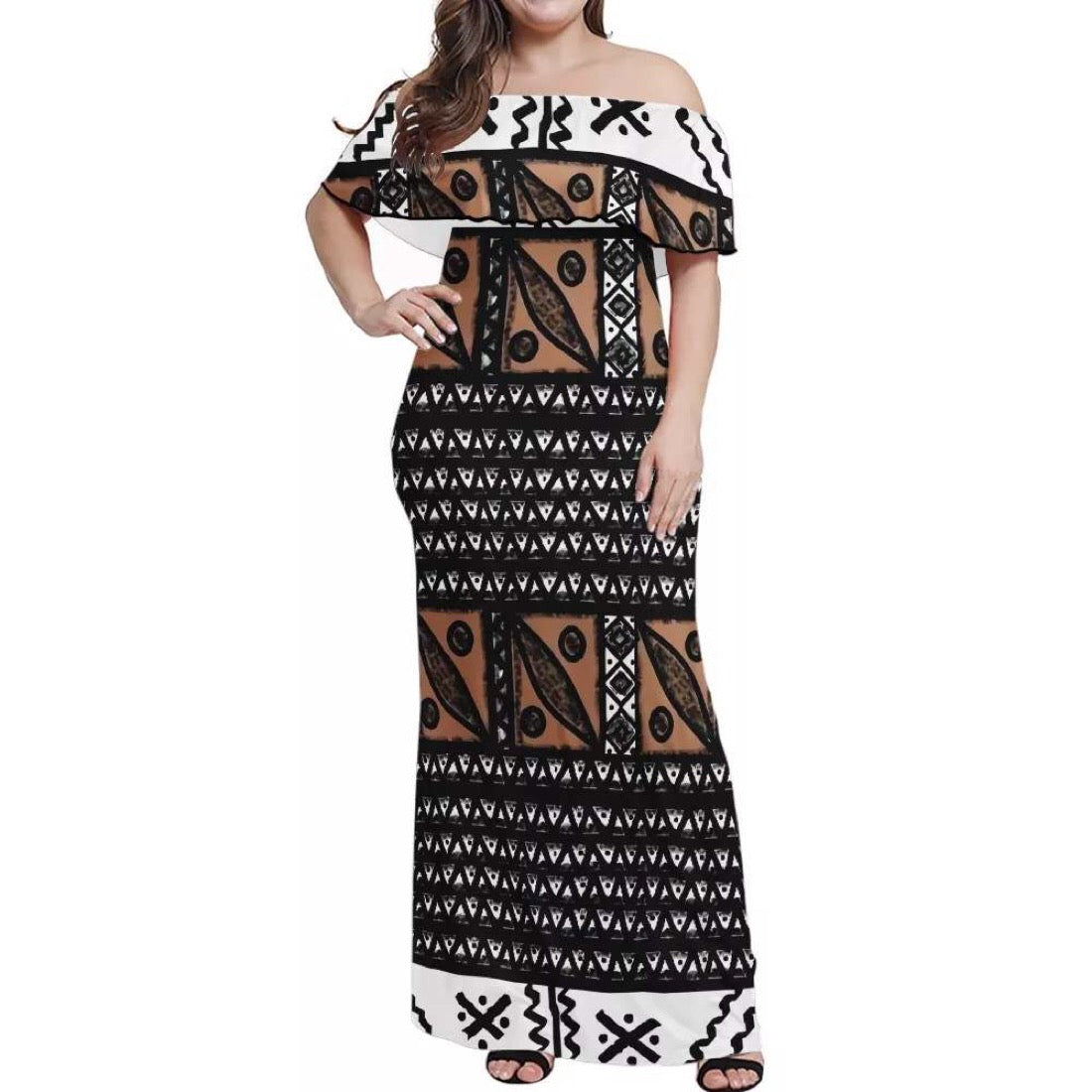 Robe longue imprimée motif gatu
