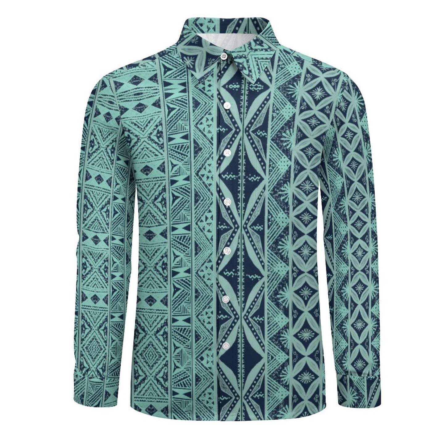 Chemise mata fond bleu imprimée gatu