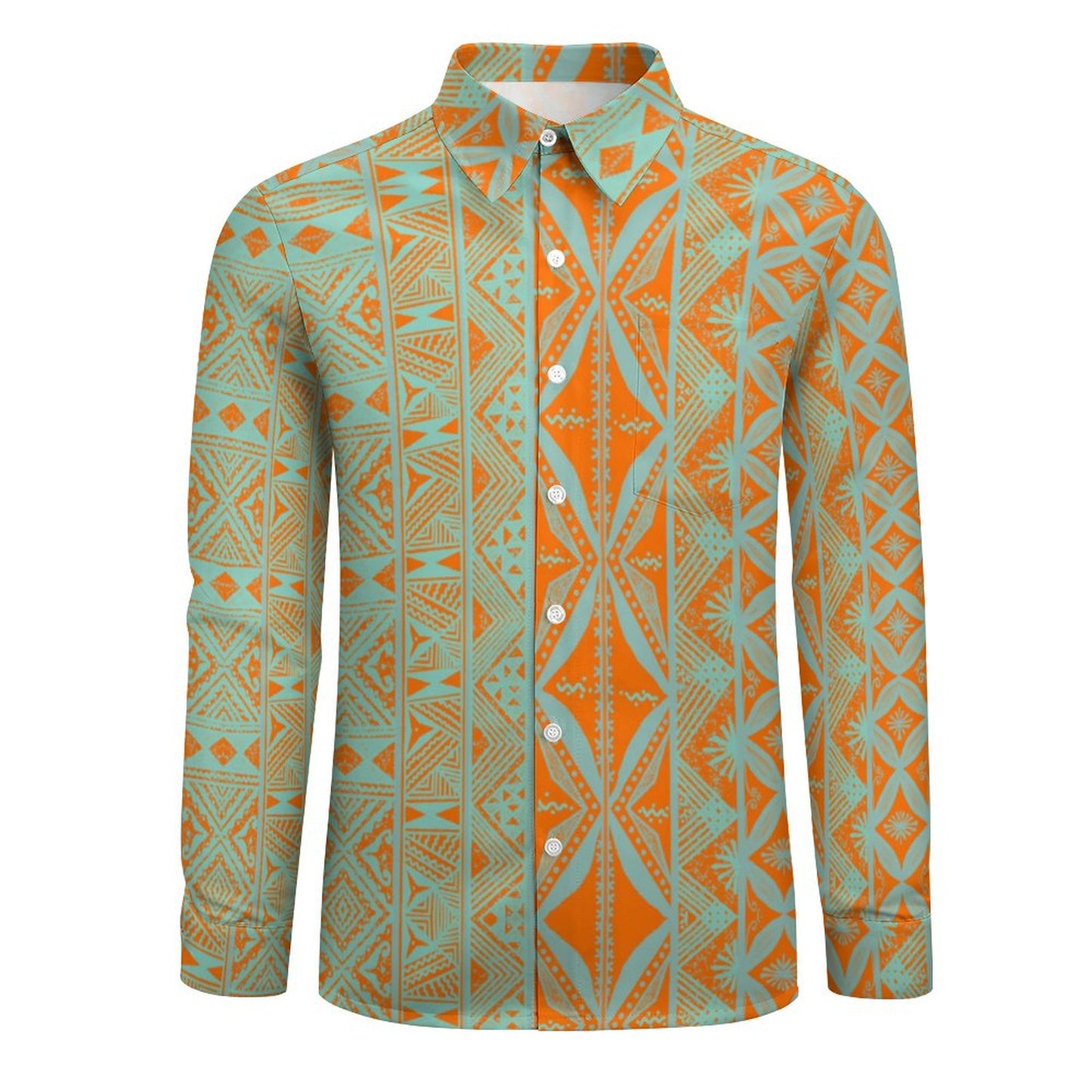 Chemise mata orange imprimée gatu