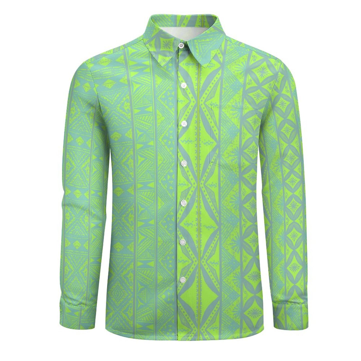 Chemise mata vert fluo imprimée gatu