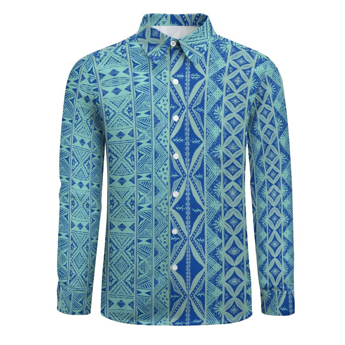 Chemise mata bleu imprimée gatu