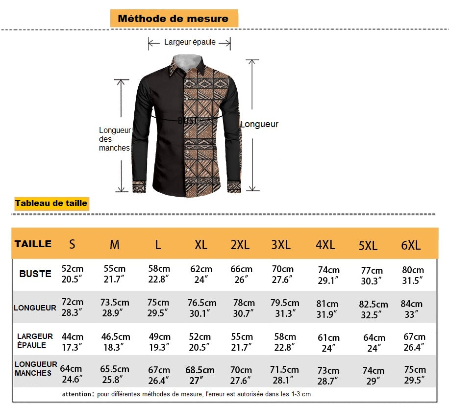 Chemise mata noir imprimée Gatu