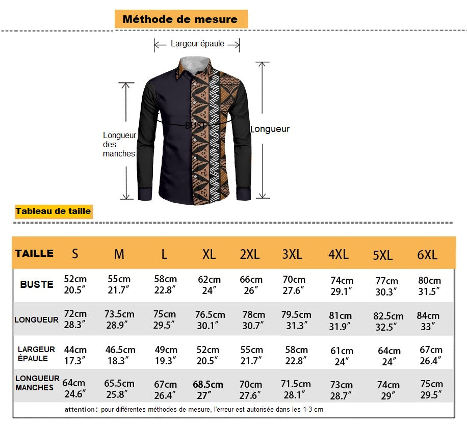 Chemise mata noire imprimée gatu