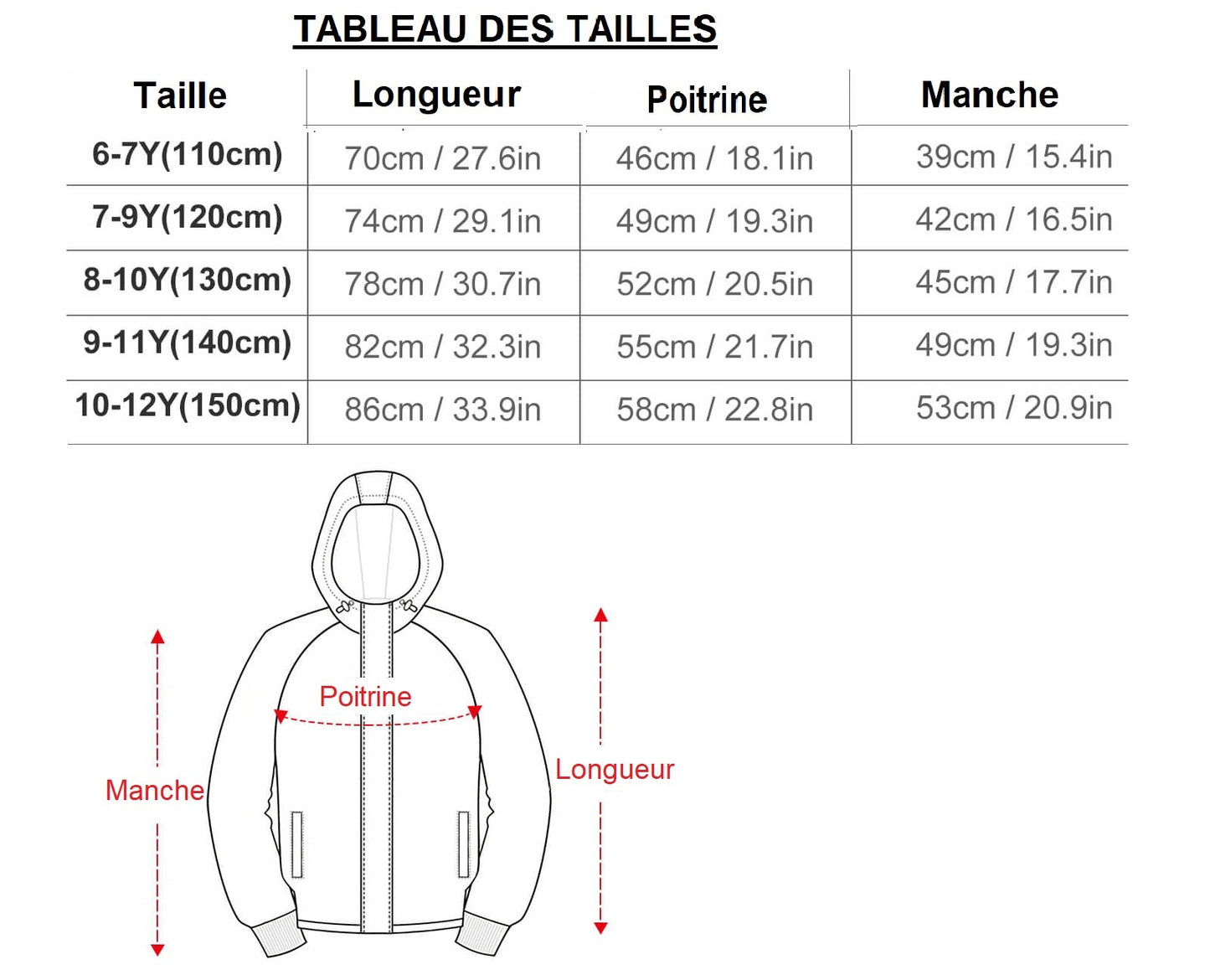 Veste courte et fine pour enfants