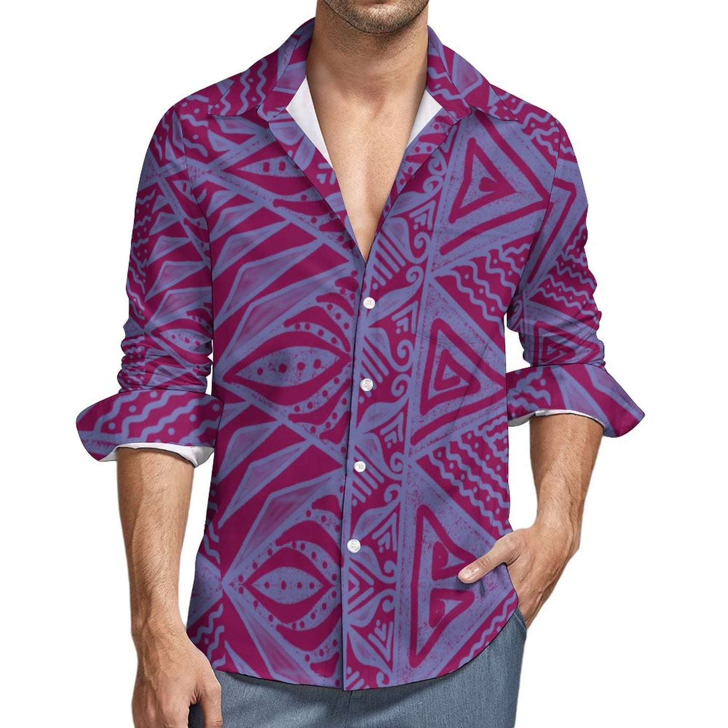 Chemise orion violet imprimé gatu