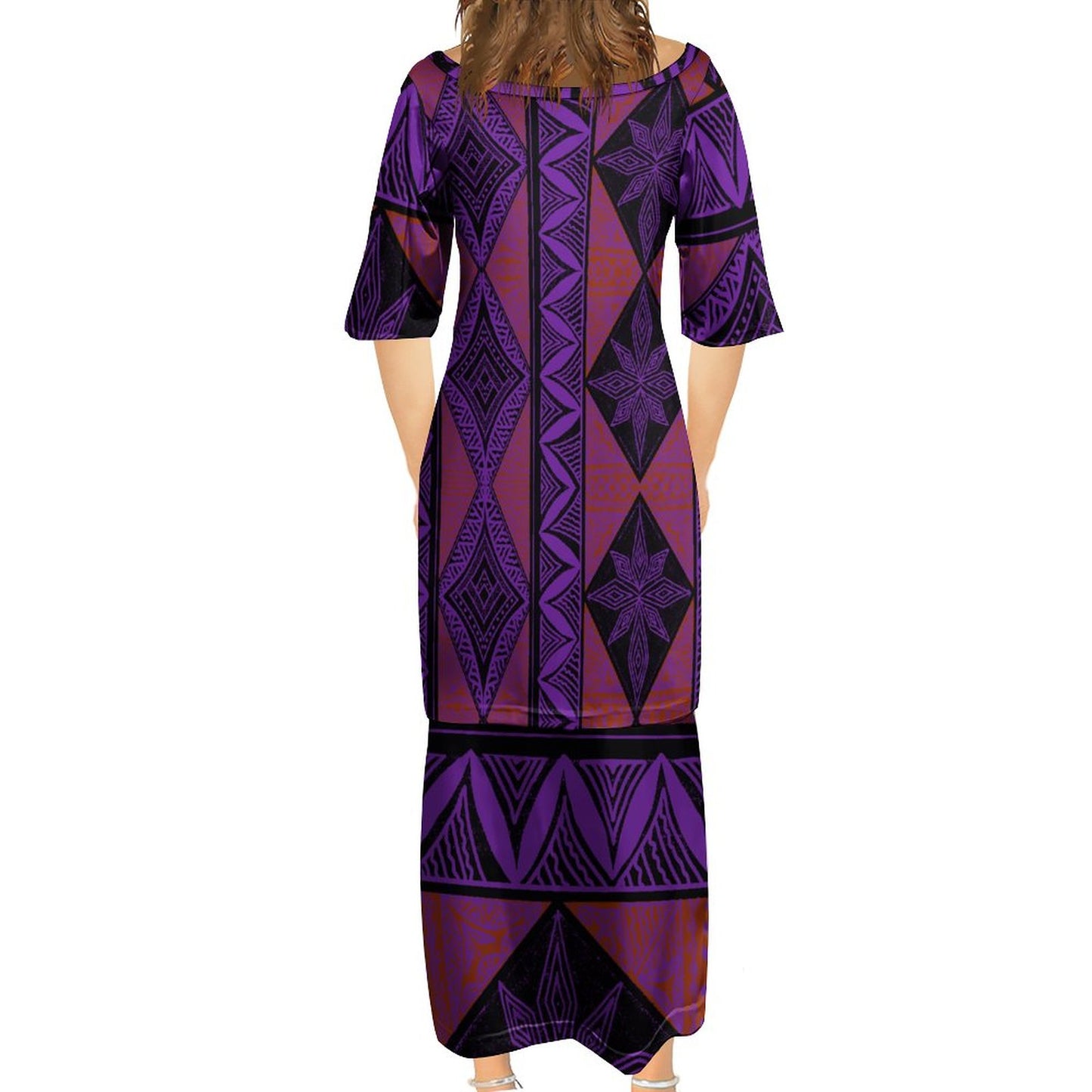 Ensemble violet gatu haut col croisé/jupe imprimée