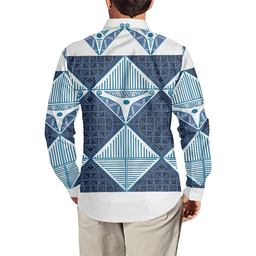 Chemise mata imprimée tapa bleu