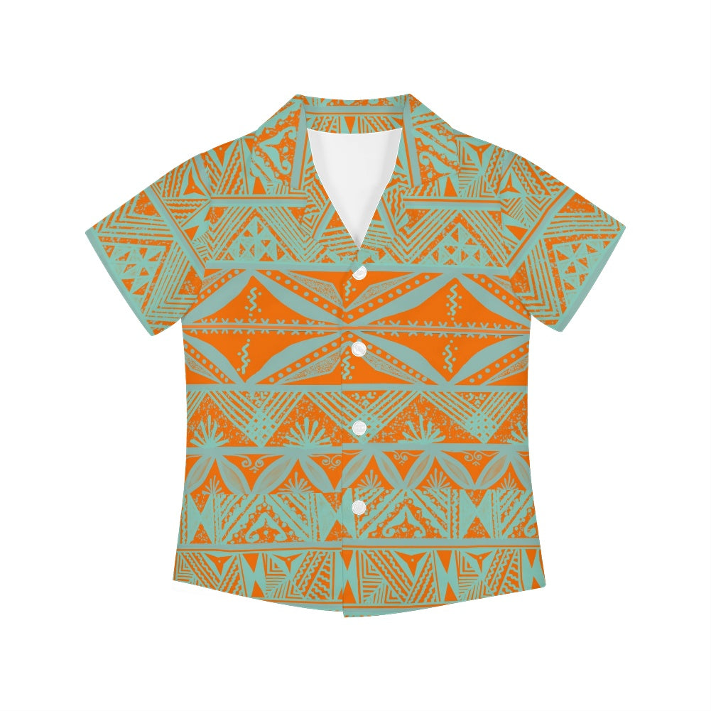 Chemise matt orange imprimée gatu