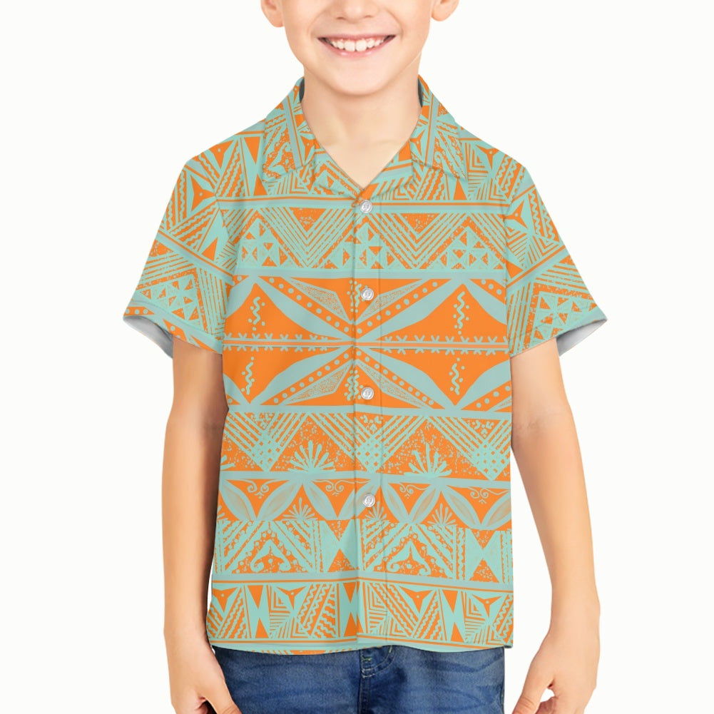 Chemise matt orange imprimée gatu