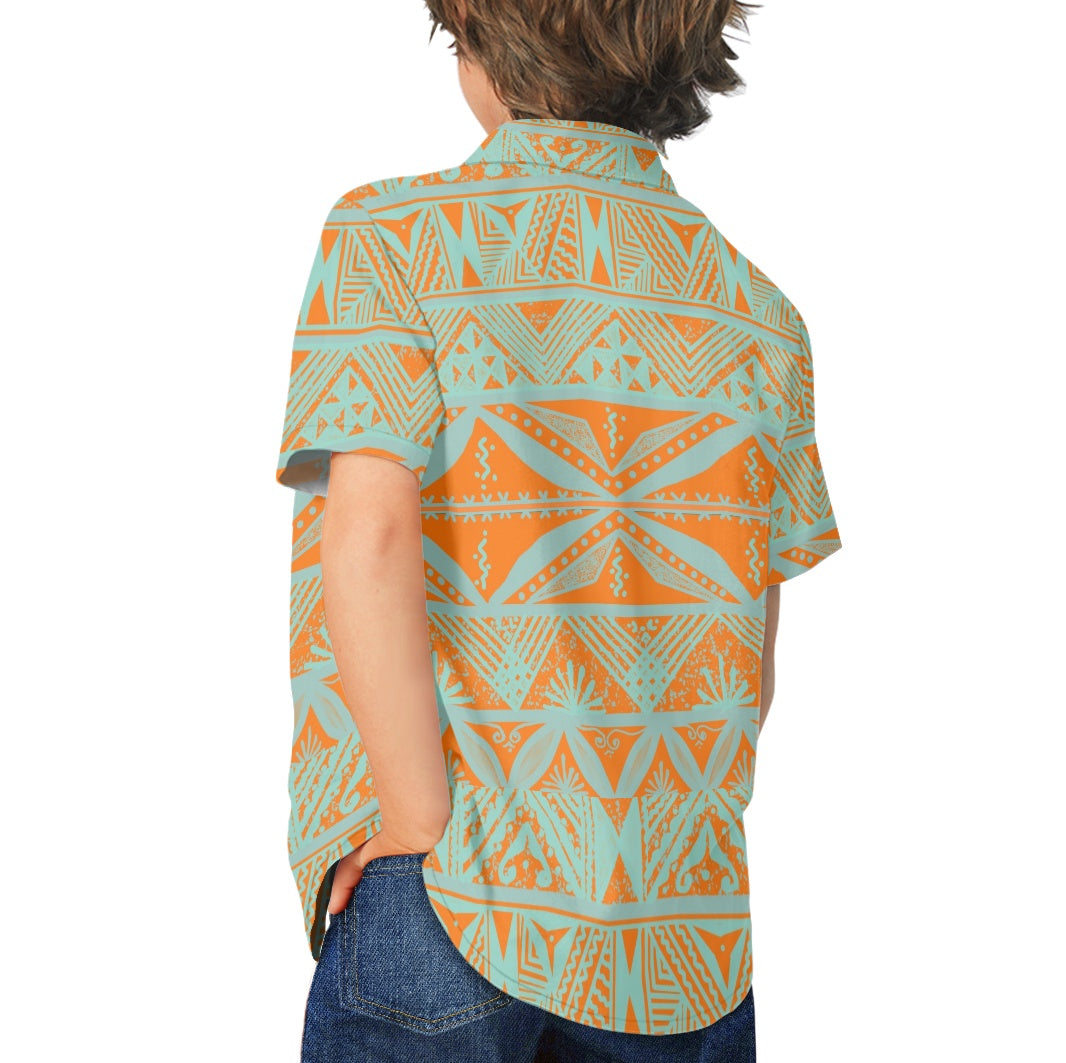 Chemise matt orange imprimée gatu