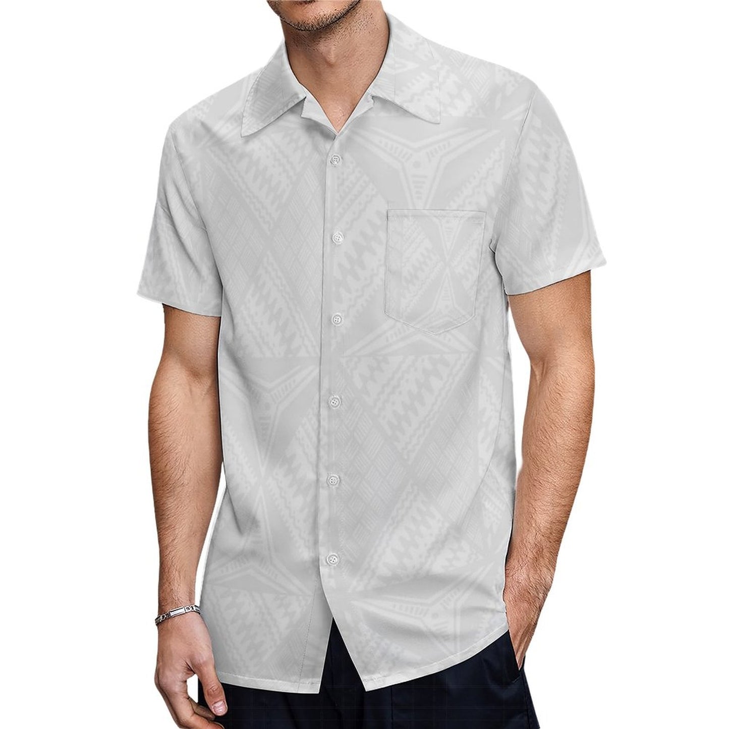Chemise hévi blanc imprimé gatu fondu
