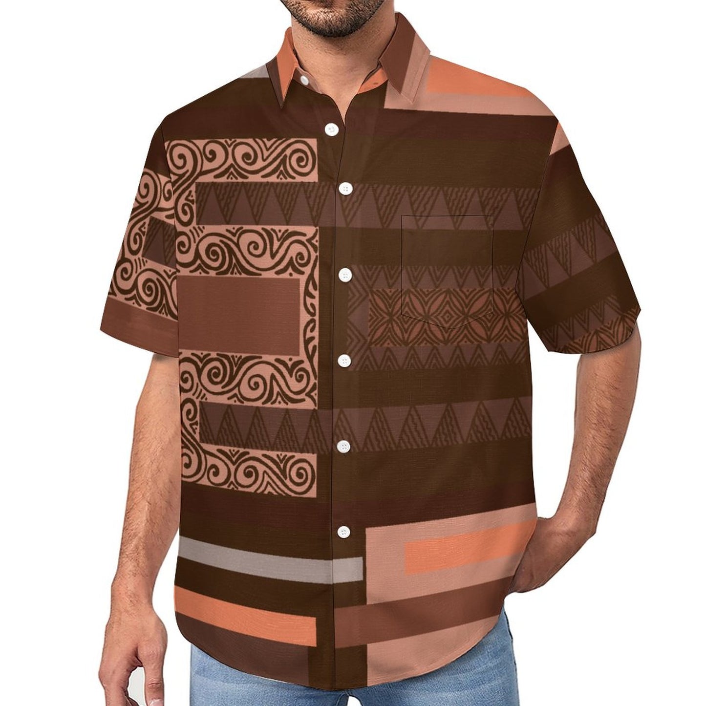 Chemise marron pacific imprimé gatu