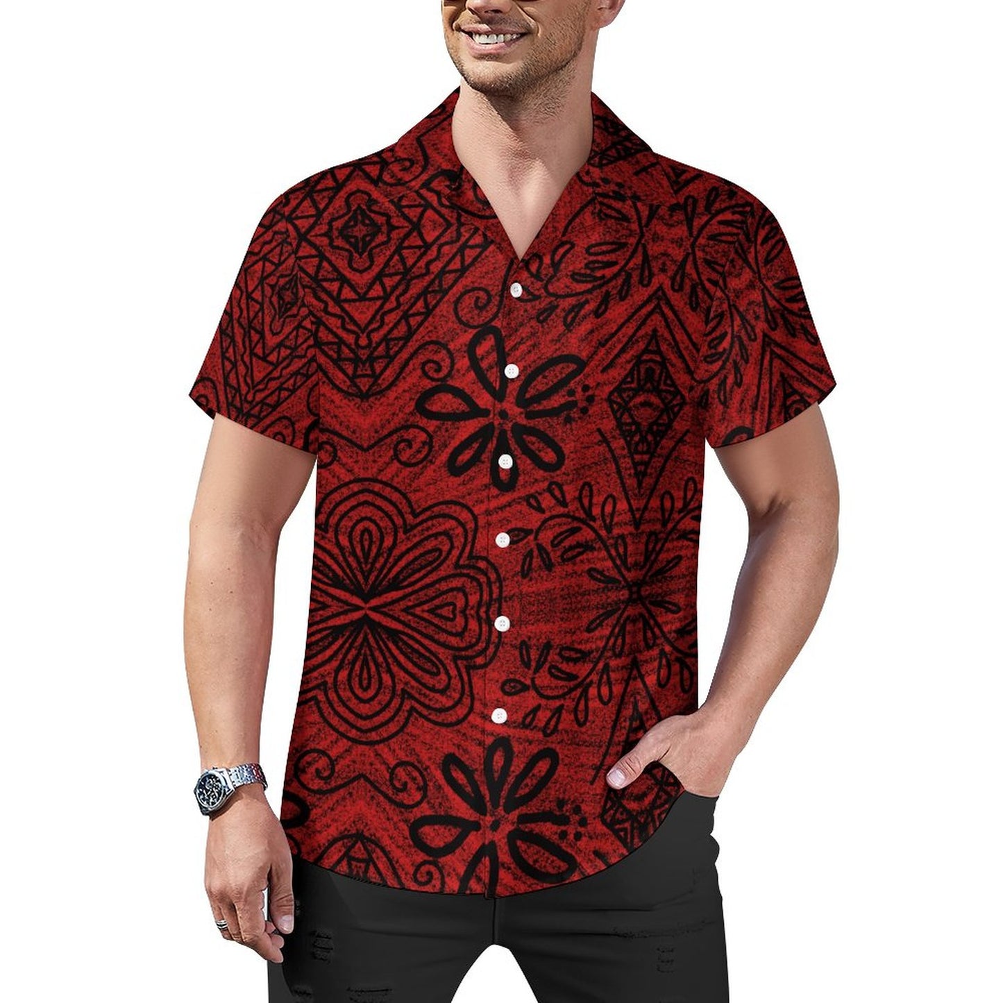 Chemise noir imprimé fleur