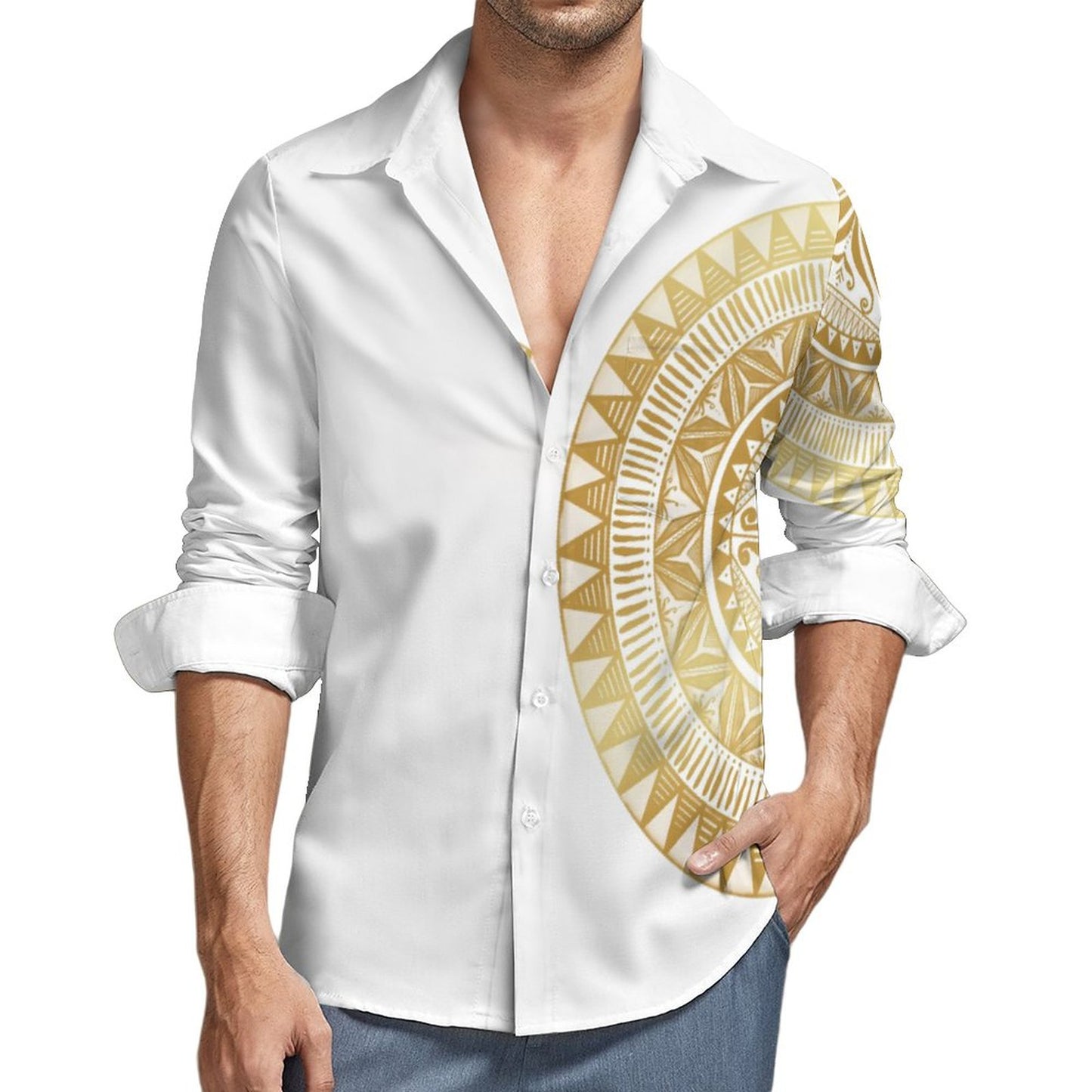 Chemise blanc imprimé tapa