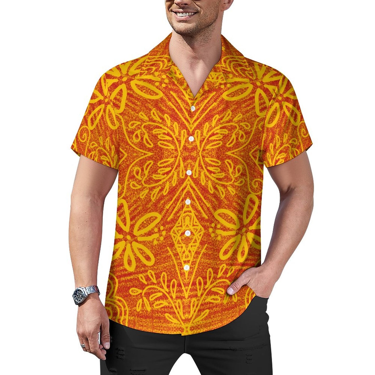 Chemise jaune imprimé fleur