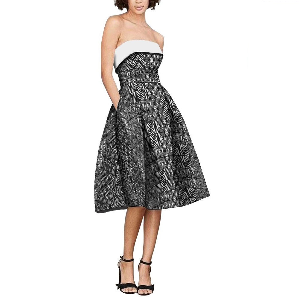 Robe cocktail Ana tapa blanc/noir