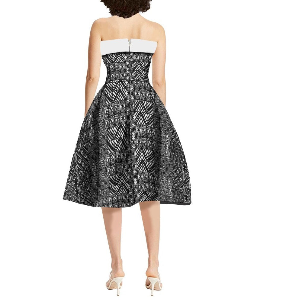 Robe cocktail Ana tapa blanc/noir