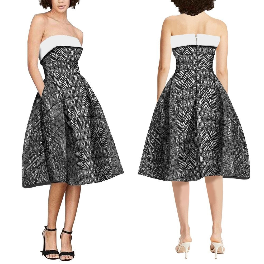 Robe cocktail Ana tapa blanc/noir