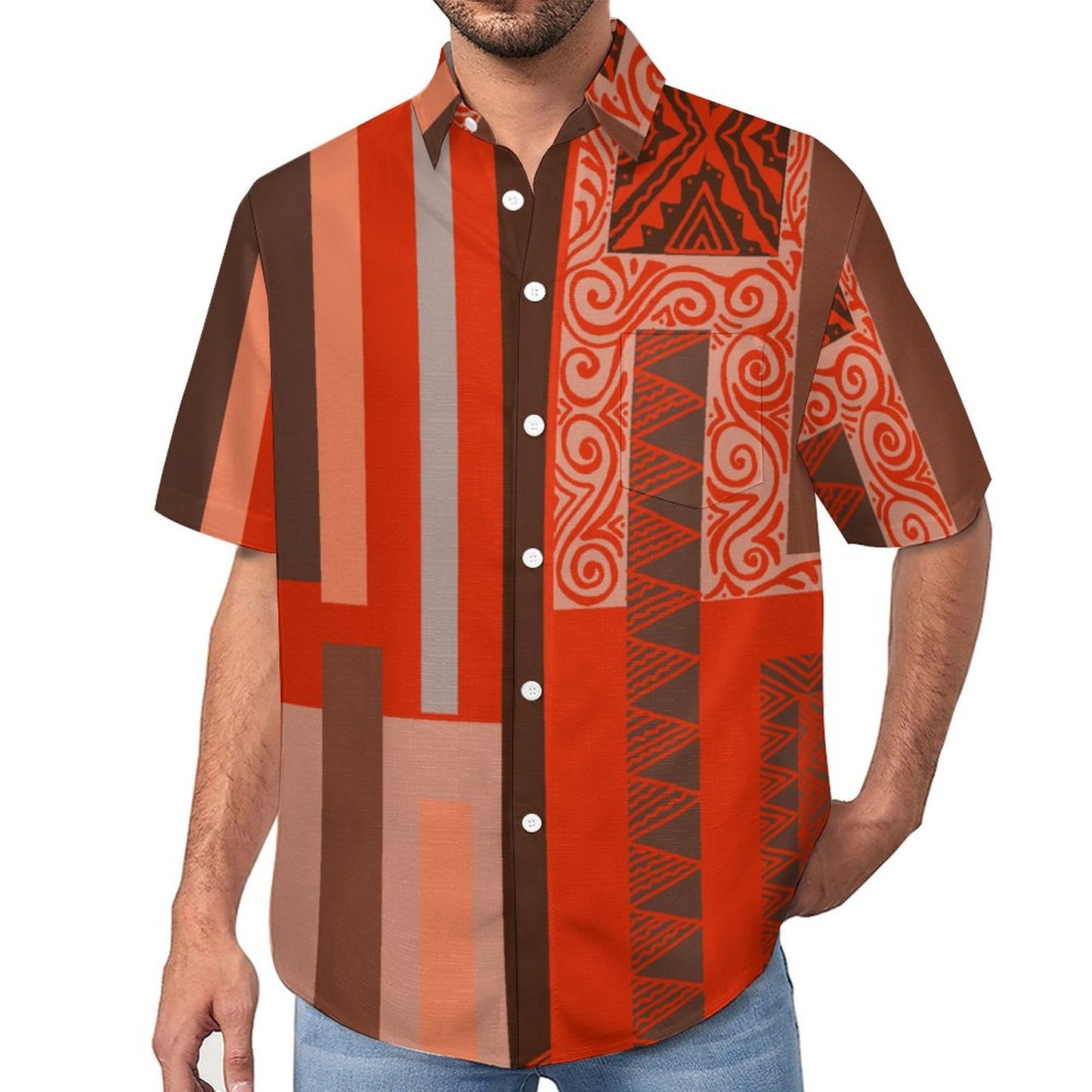 Chemise rouge pacific imprimé gatu