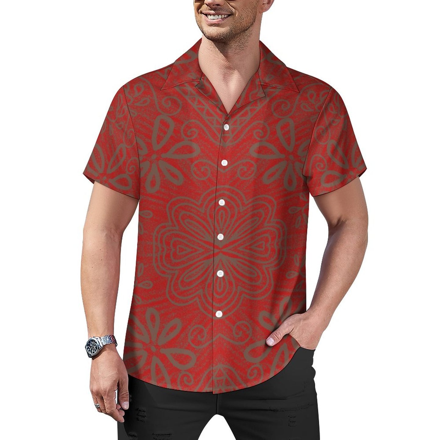Chemise marron imprimé fleur