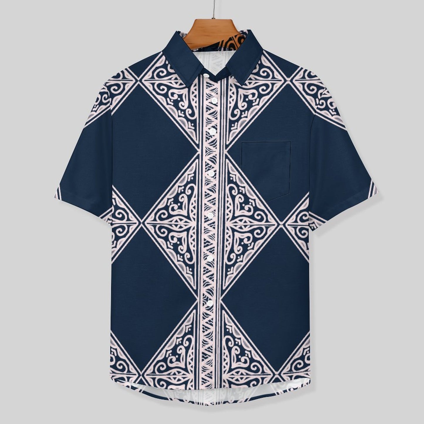 Chemise bleu pacific imprimé gatu