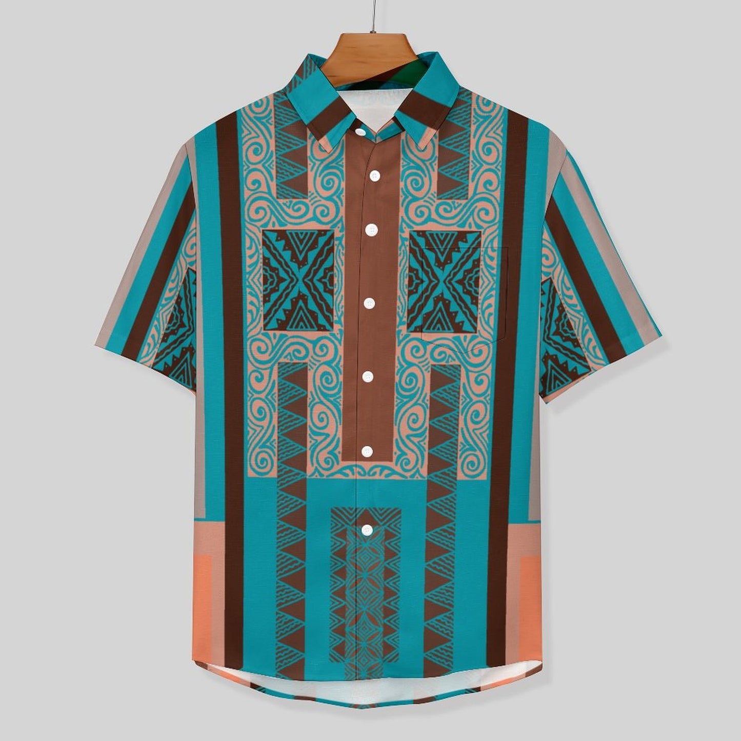 Chemise bleue pacific imprimé gatu