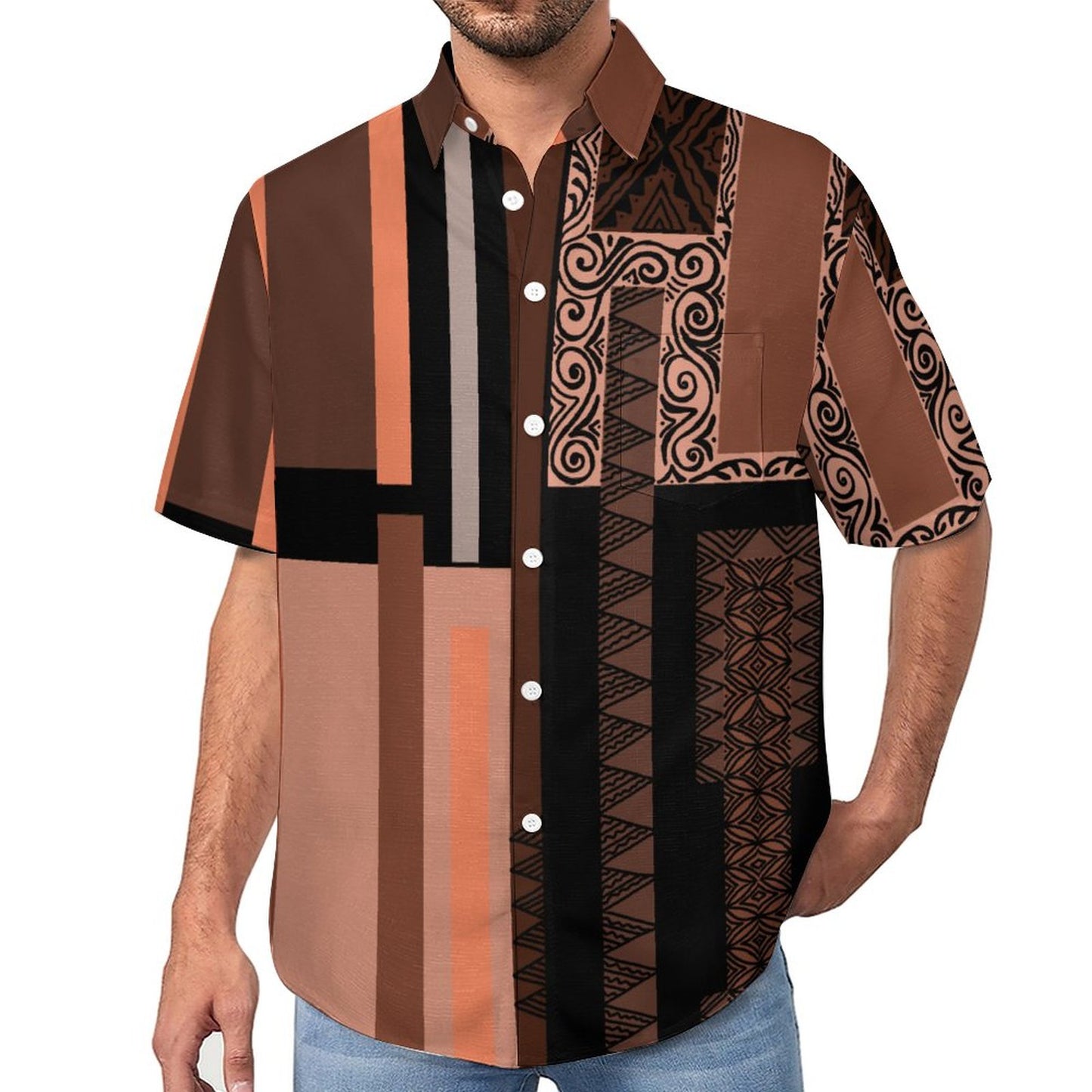 Chemise noir pacific imprimé gatu