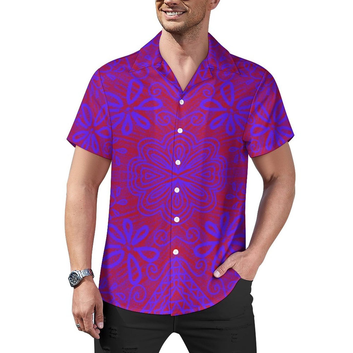 Chemise violet imprimé fleur