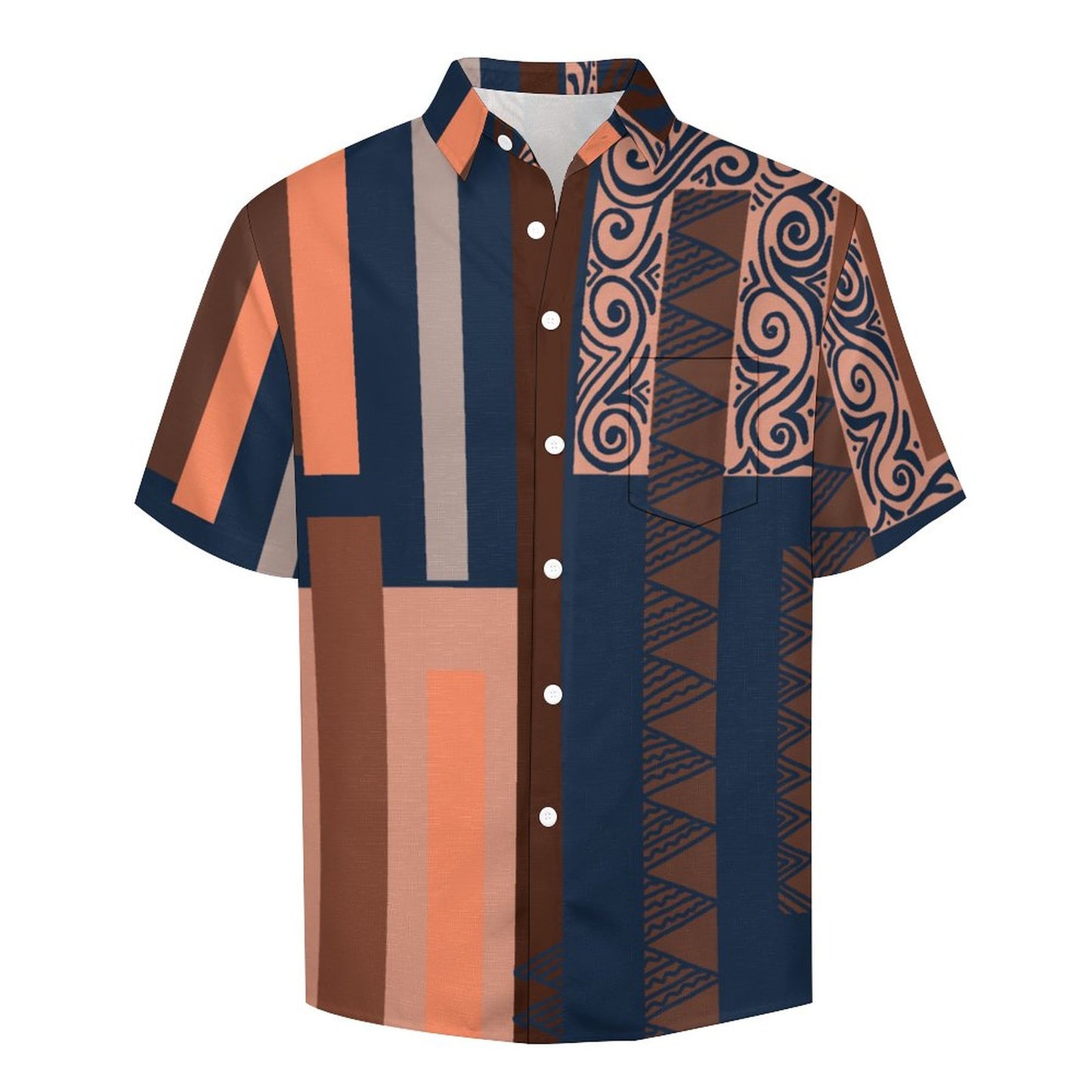 Chemise bleu foncé pacific imprimé gatu