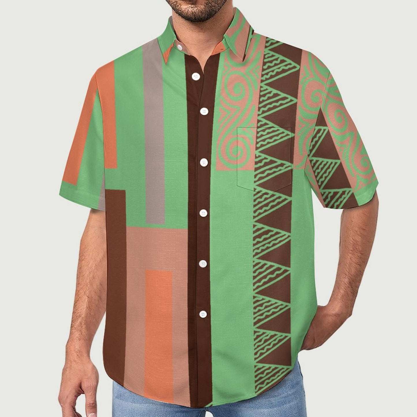 Chemise vert pacific imprimé gatu