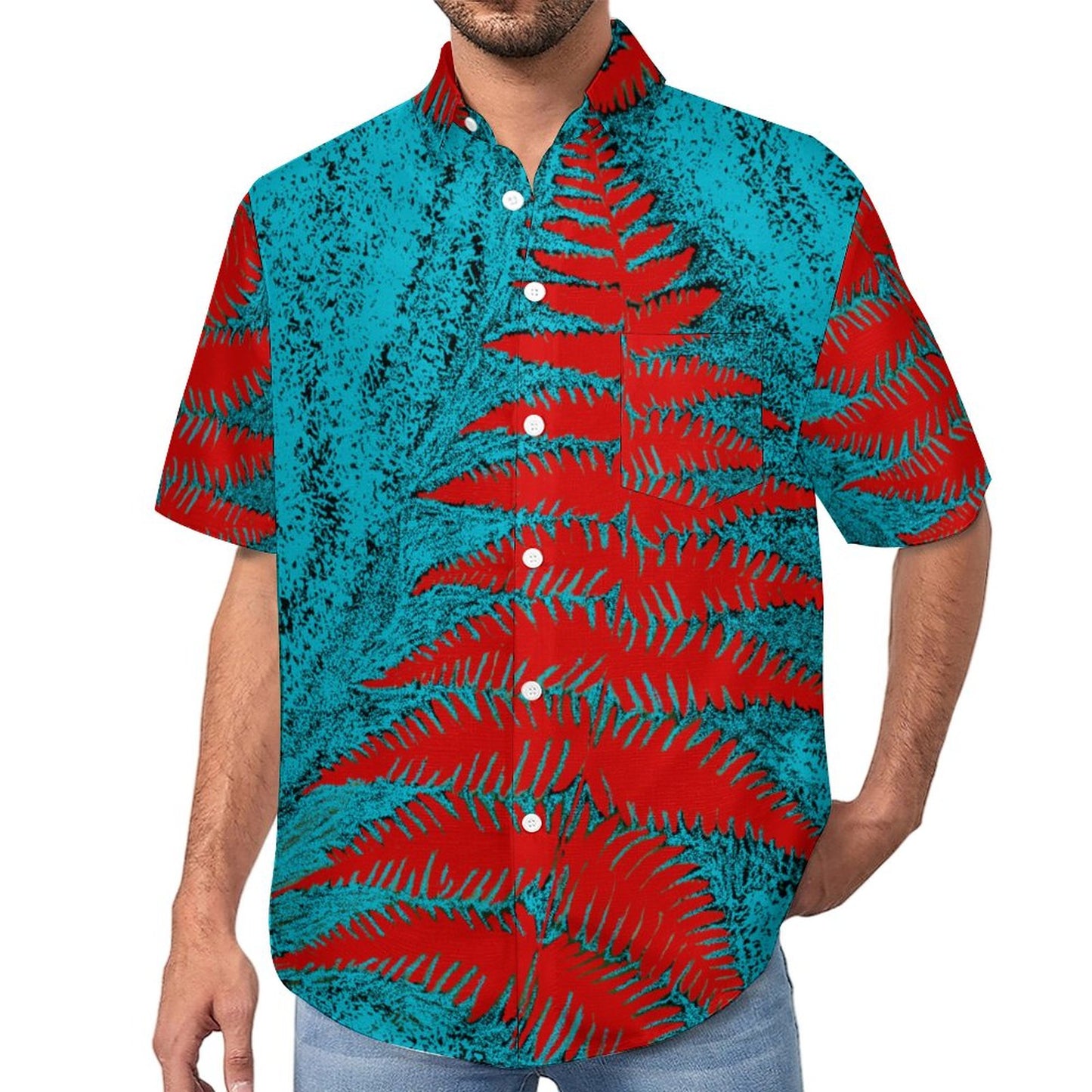 Chemise pacific imprimé feuille rouge
