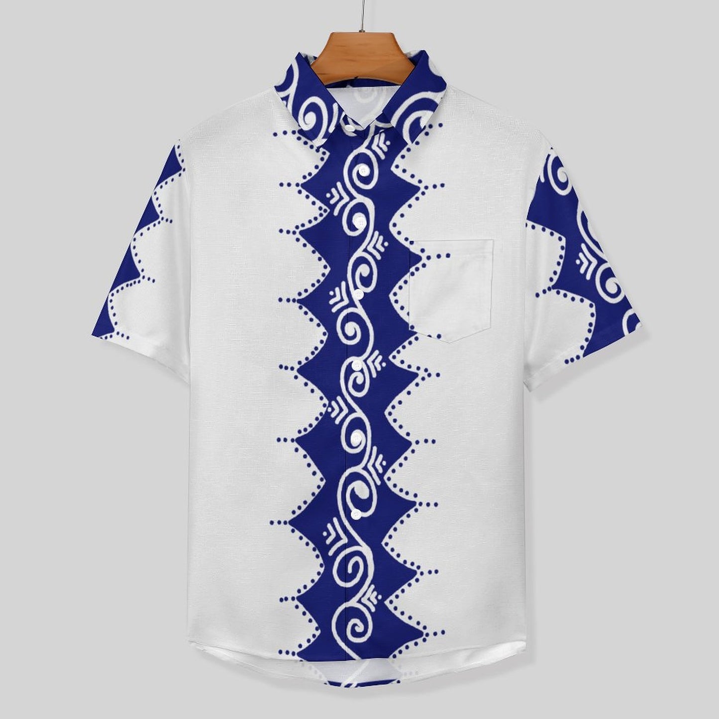 Chemise blanc pacific imprimé bleu océan