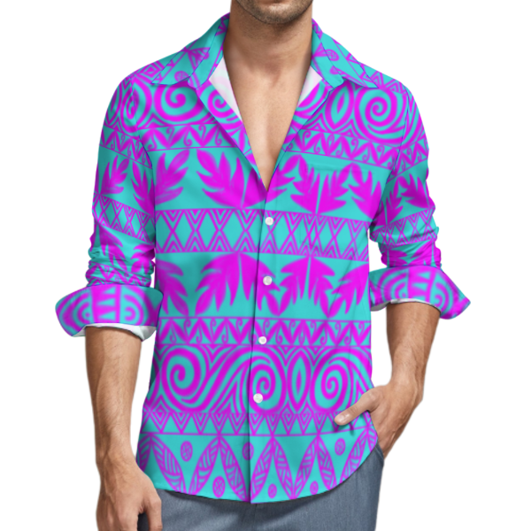 Chemise Mahua'aloimata vert imprimé tapa