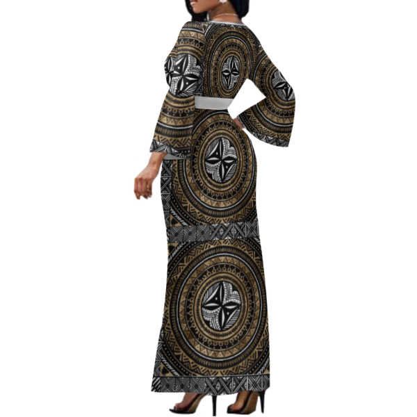Robe longue col croisé/motif tapa