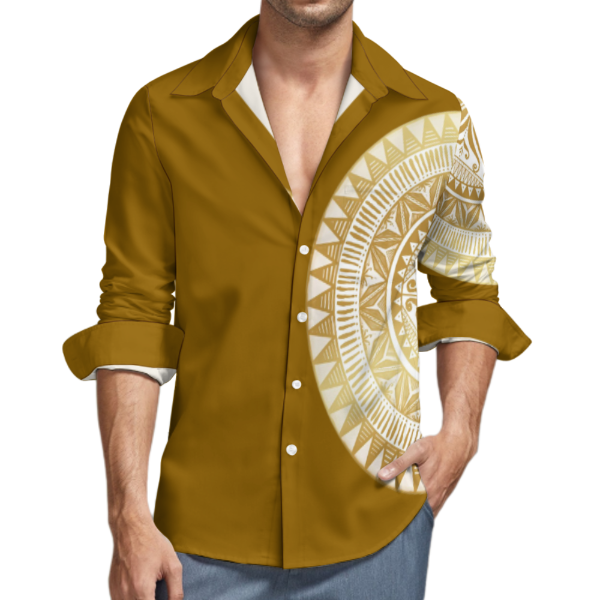 Chemise marron claire imprimé tapa