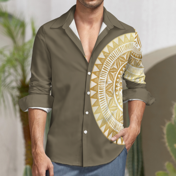 Chemise vert kaki imprimé tapa