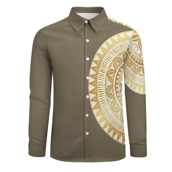 Chemise vert kaki imprimé tapa