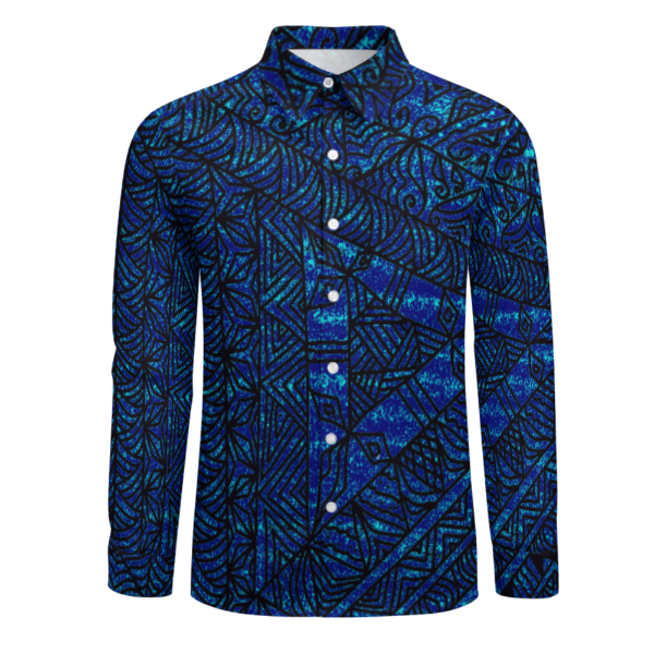 Chemise Aloisio noir/bleu imprimé tapa