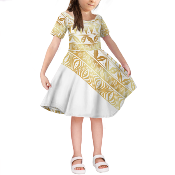Robe lina blanc imprimée tapa