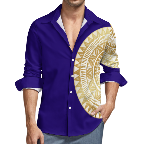 Chemise bleu imprimé tapa