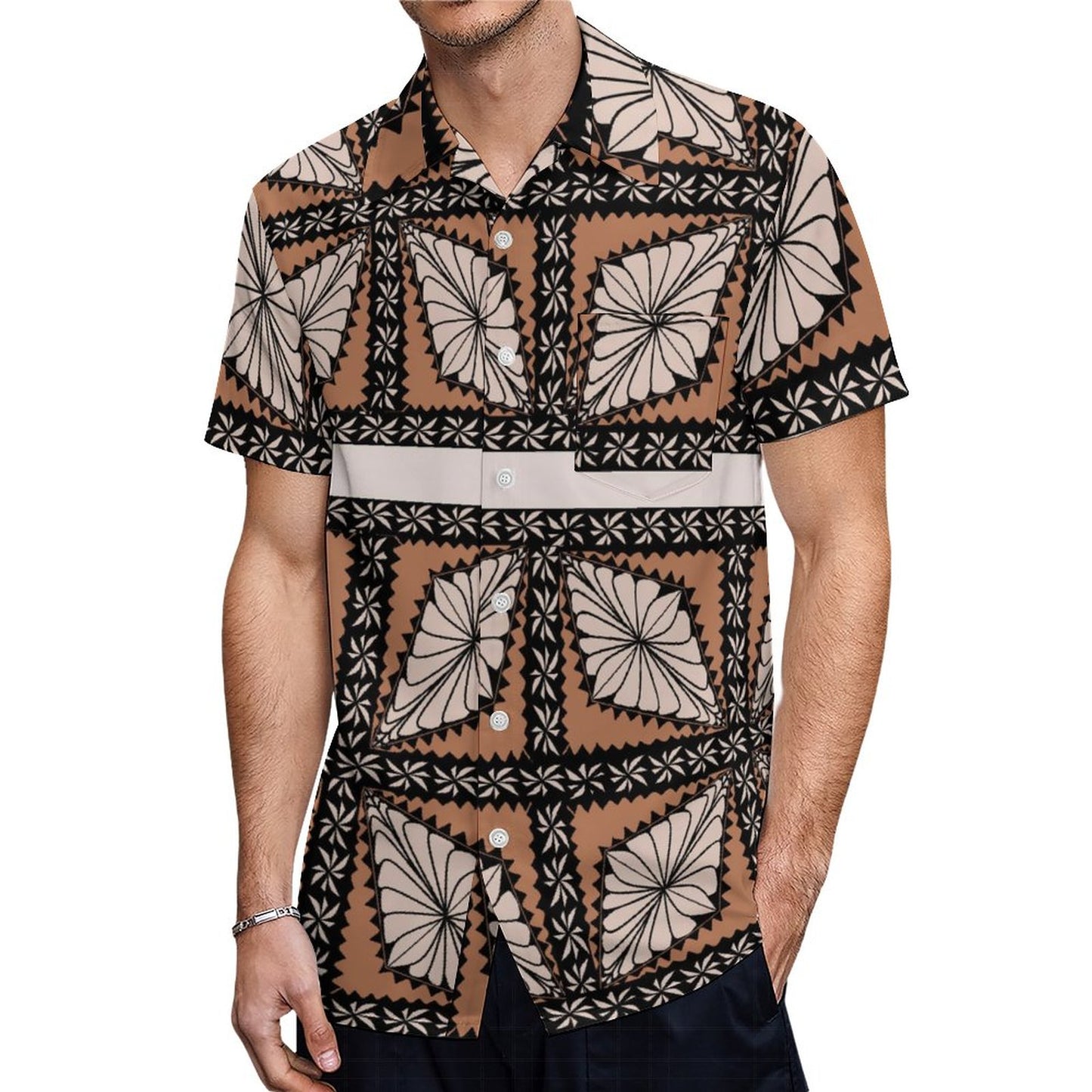 Chemise hévi marron imprimé gatu toga