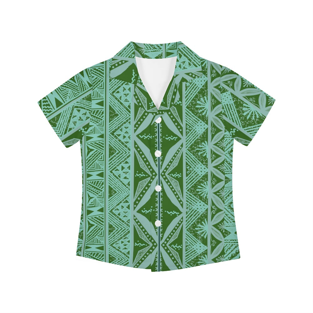 Chemise matt vert imprimée gatu